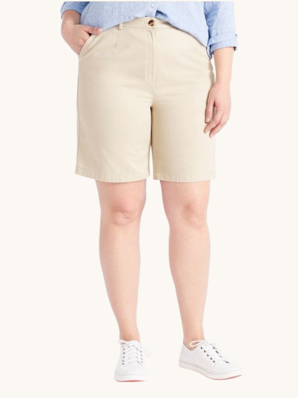 NWT L.L. Bean Wrinkle-Free Bayside Shorts Women's 12 Regular Fit Beige High-Rise